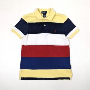 Vtg Polo Ralph Lauren Shirt Boys Sz 7 Colorblock Stripe Short Sleeve Preppy